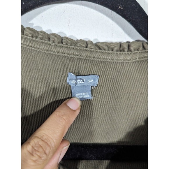 EUC Aerie Olive Utility Long Sleeve Button Front Jumpsuit Tie Waist Size S - Picture 5 of 10